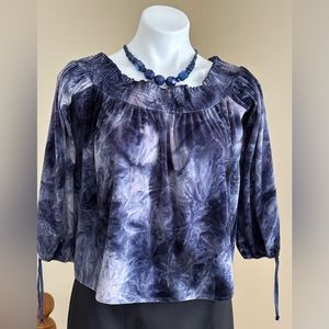 American Eagles Outfitters Velvet Tie Die Blue & Purple Off-the-shoulderTop SZ S